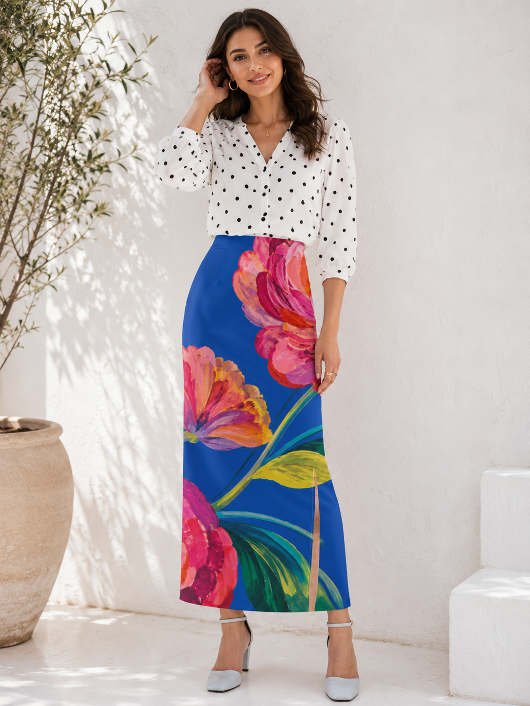 Cobalt Bloom Maxi Skirt