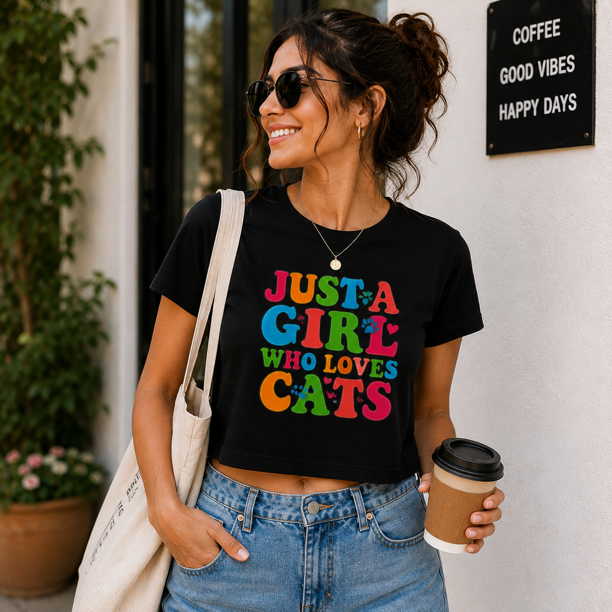 Girl who loves Cats Crop Top