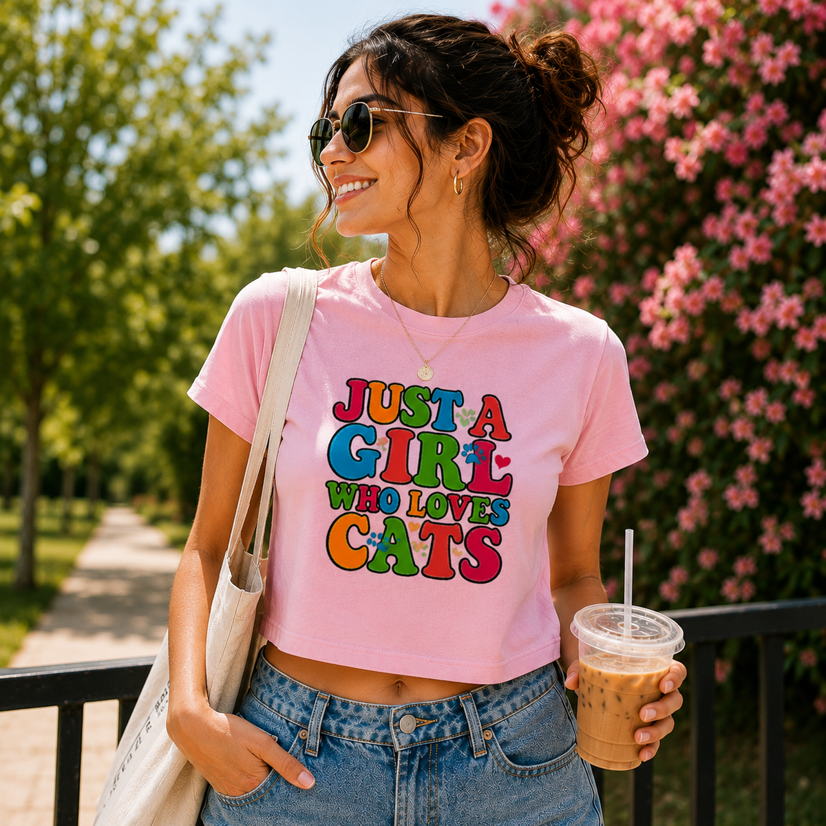 Girl who loves Cats Crop Top