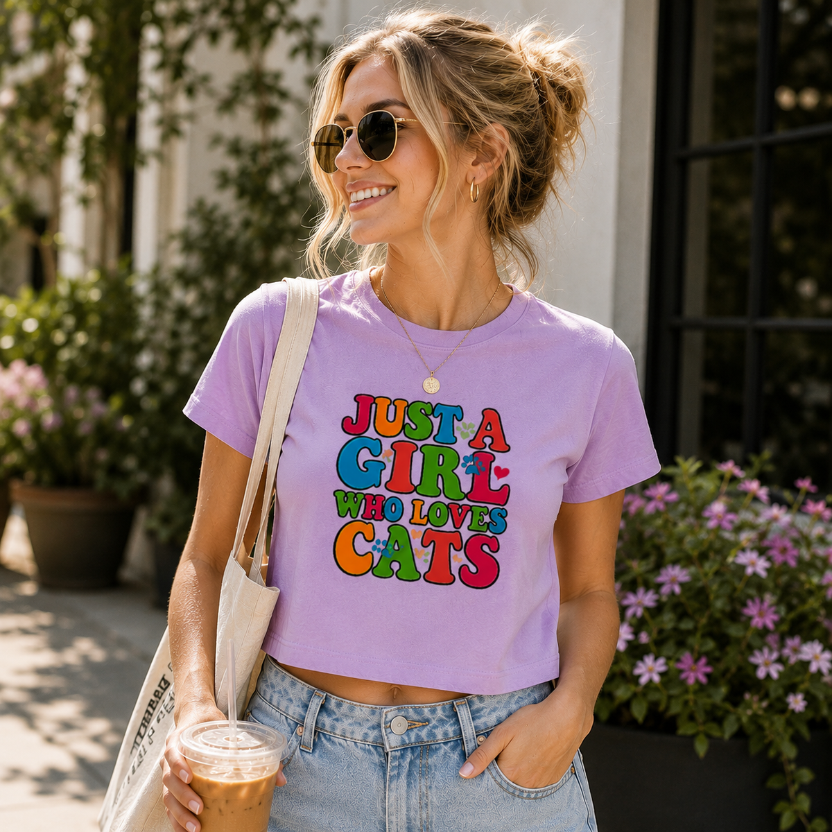 Girl who loves Cats Crop Top